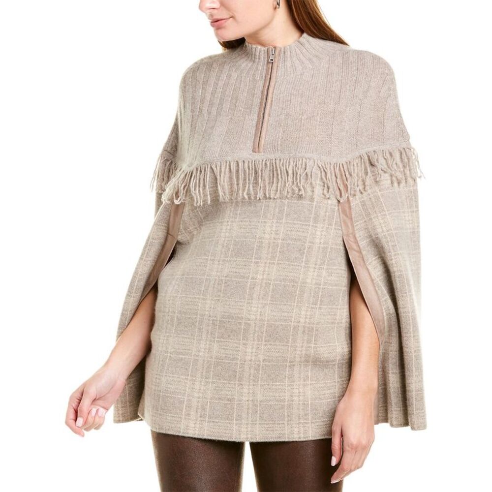 Raffi Womens  Plaid Zip Cashmere Poncho